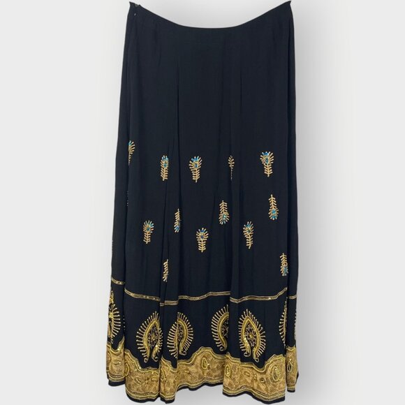 Soft Surroundings Maxi Skirt | L Tall | Black Crinkle | Boho Witchy - Picture 2 of 13